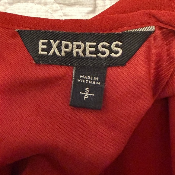 Express Elegant Lace Long Sleeve Elastic Waist Red Keyhole Pleated Dress S - Picture 4 of 5